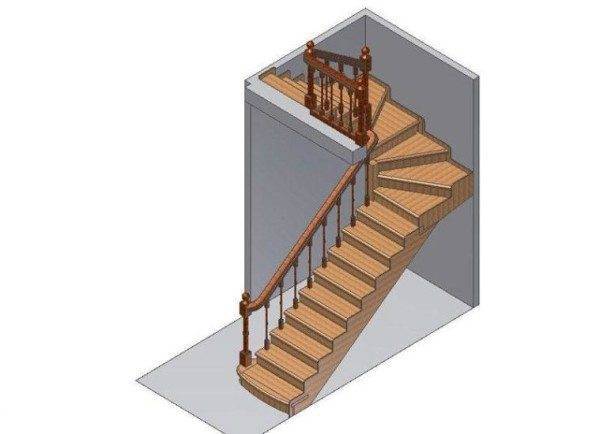 Лестница с двумя площадками