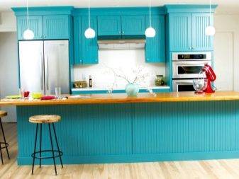 Кухня бирюзового цвета: множество вариантов оформления в реальных интерьерах