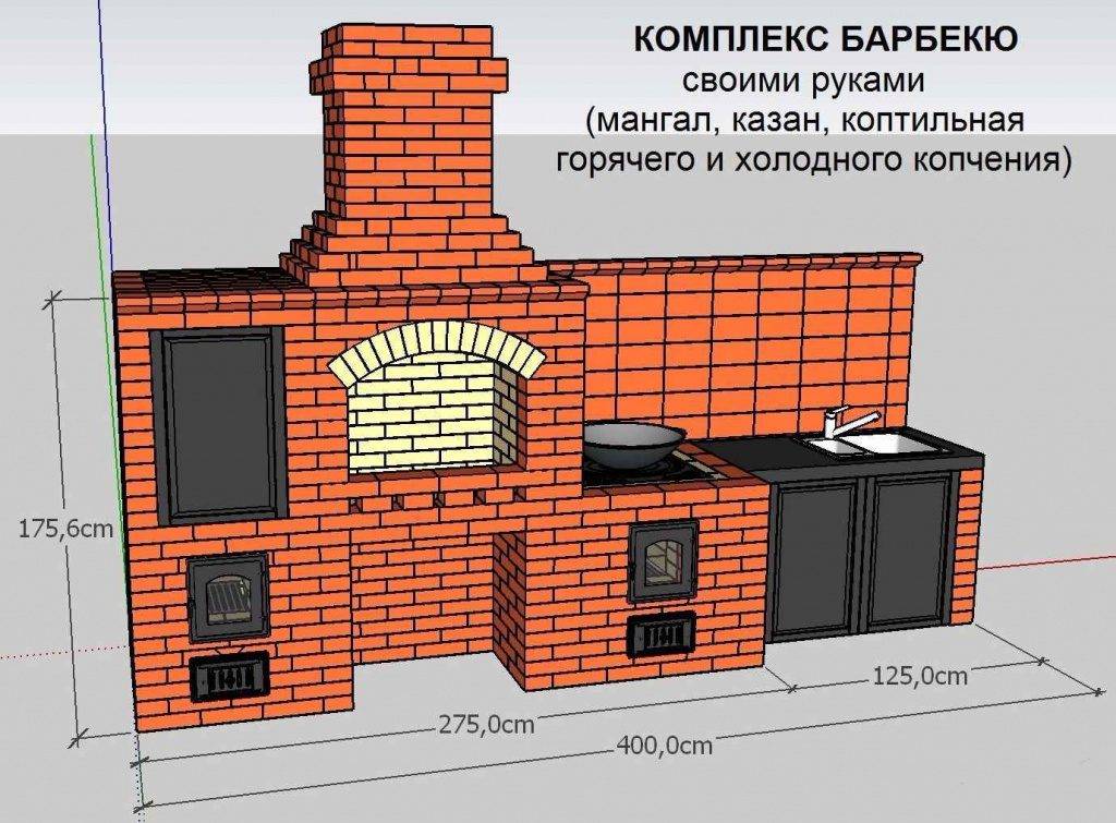 Мангал с кирпича с коптильней своими руками чертежи и фото пошаговая инструкция