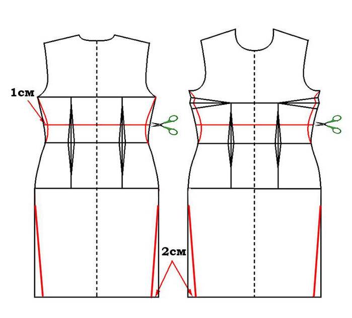 Как увеличить на размер платье
