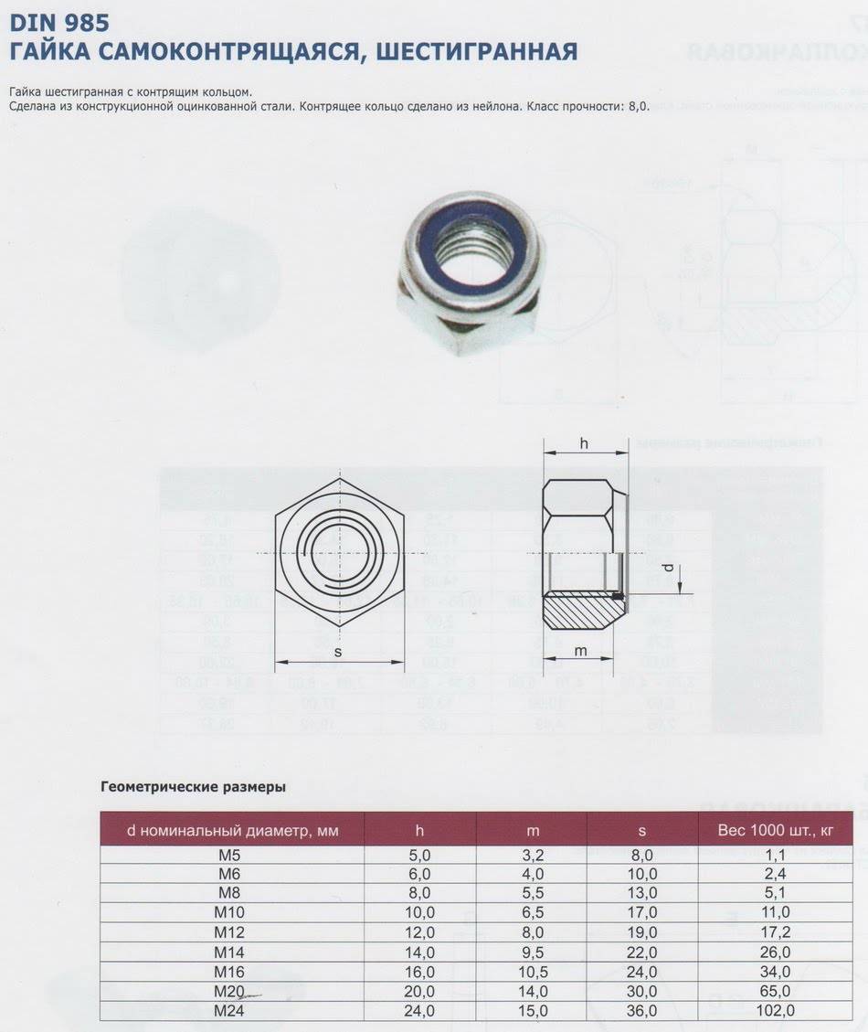 Чертеж гайка самоконтрящаяся
