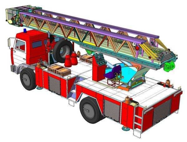 Эскиз задней части пожарной автолестницы